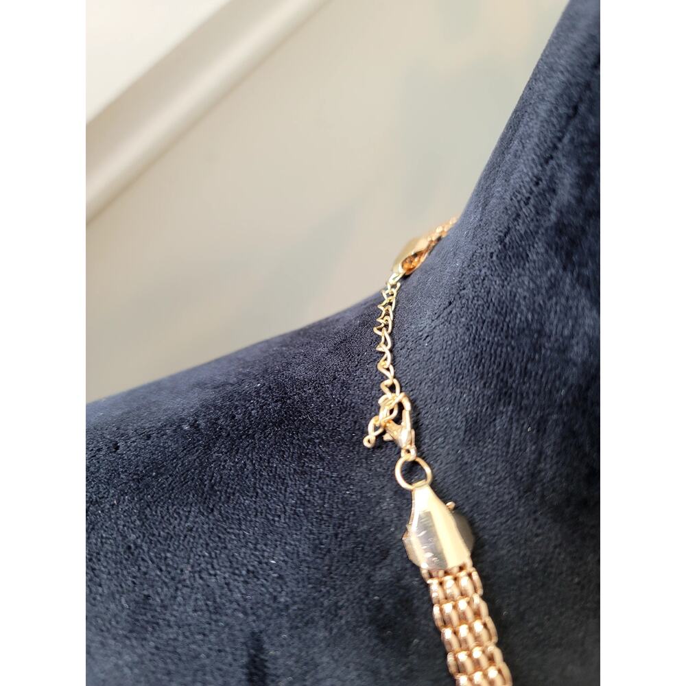 Vintage Gold Tone Rhinestone Bib Necklace Lightweight Statement Collar Retro - Picture 5 of 6